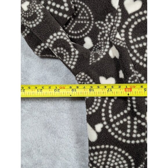 Old Navy Fleece Full Zip Sweater Womens Size Small Brown Hearts Peace Graphic - Picture 3 of 6